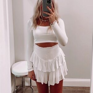 The Impeccable Pig White Tiered Skater Mini Skirt
